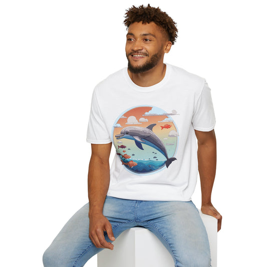 Dolphin Shirt Unisex Gildan Softstyle Cotton Tee For Men Women Dolphin Fish Animal Shirt