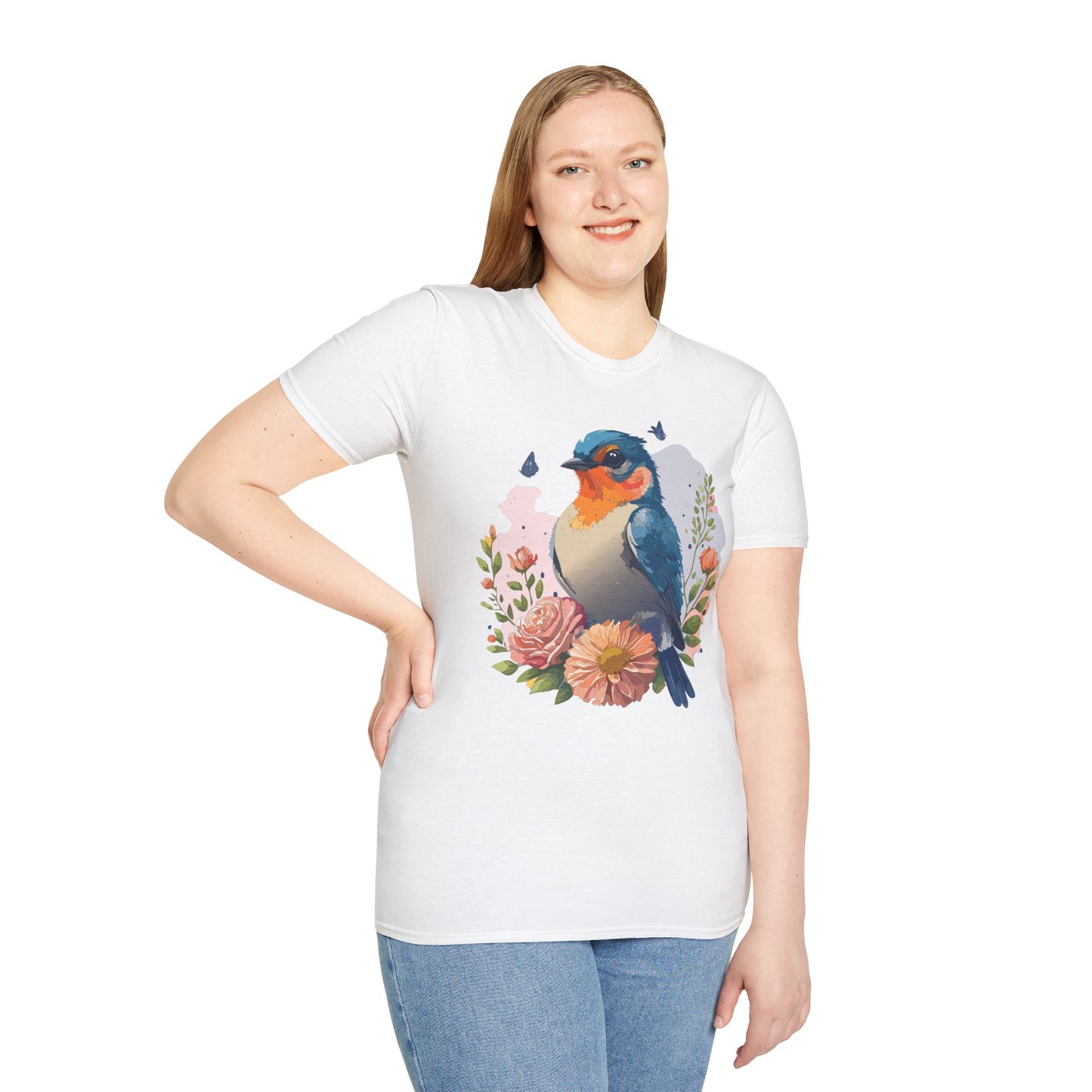 Bird T-Shirt, Floral Bird T Shirt, Shirt with Bird, Shirt with Animal