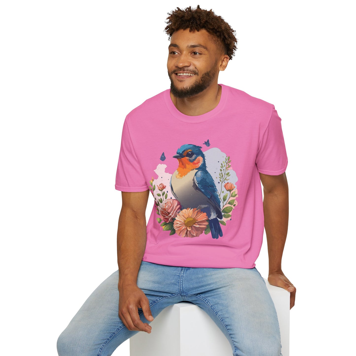 Bird T-Shirt, Floral Bird T Shirt, Shirt with Bird, Shirt with Animal