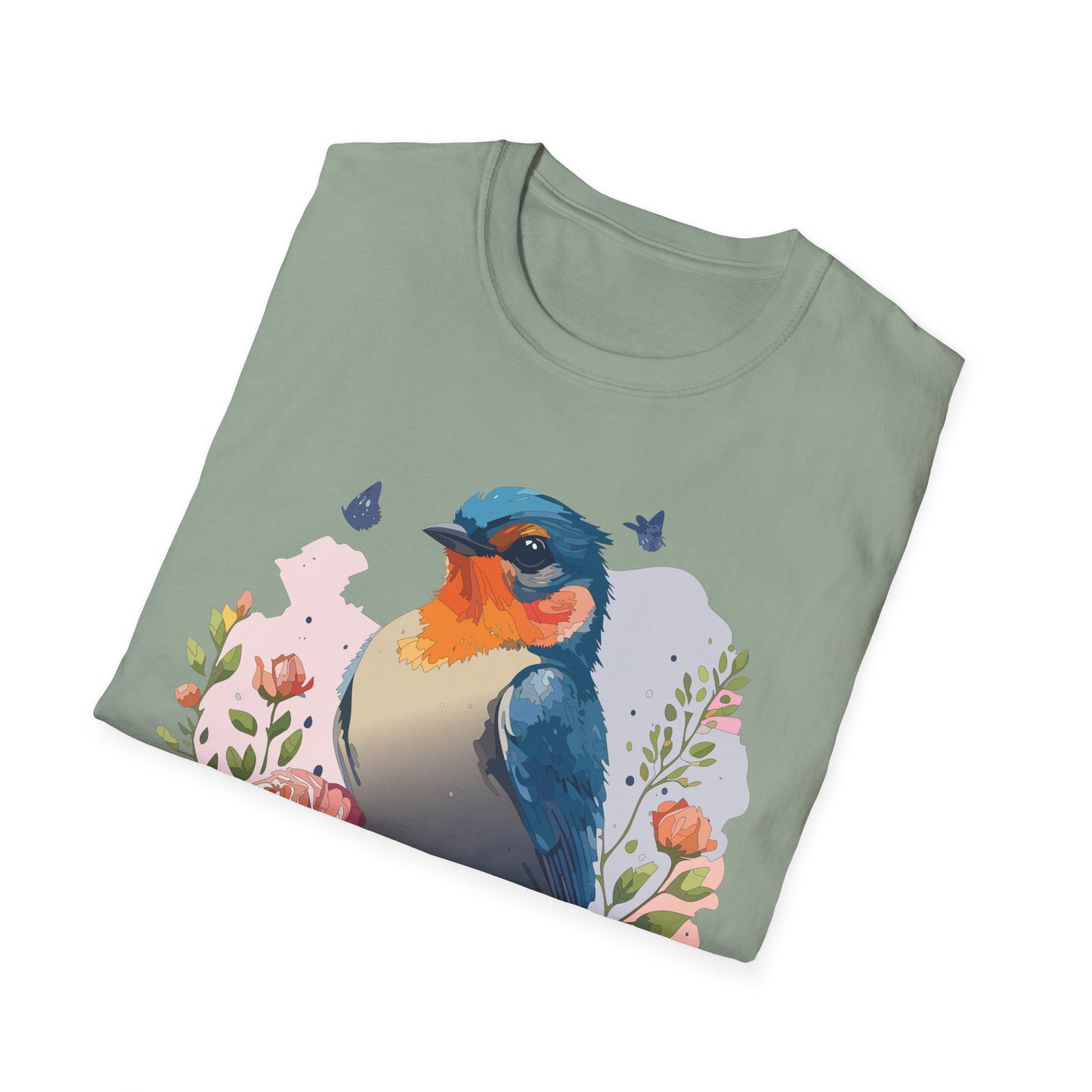 Bird T-Shirt, Floral Bird T Shirt, Shirt with Bird, Shirt with Animal