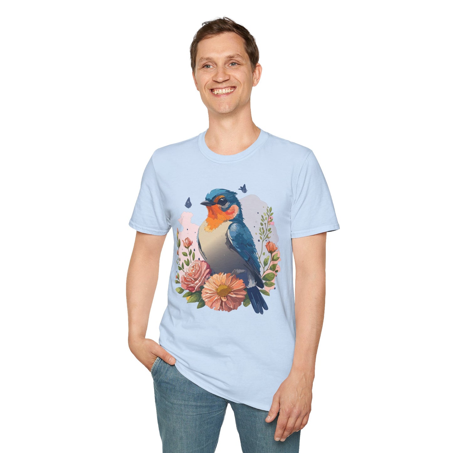 Bird T-Shirt, Floral Bird T Shirt, Shirt with Bird, Shirt with Animal