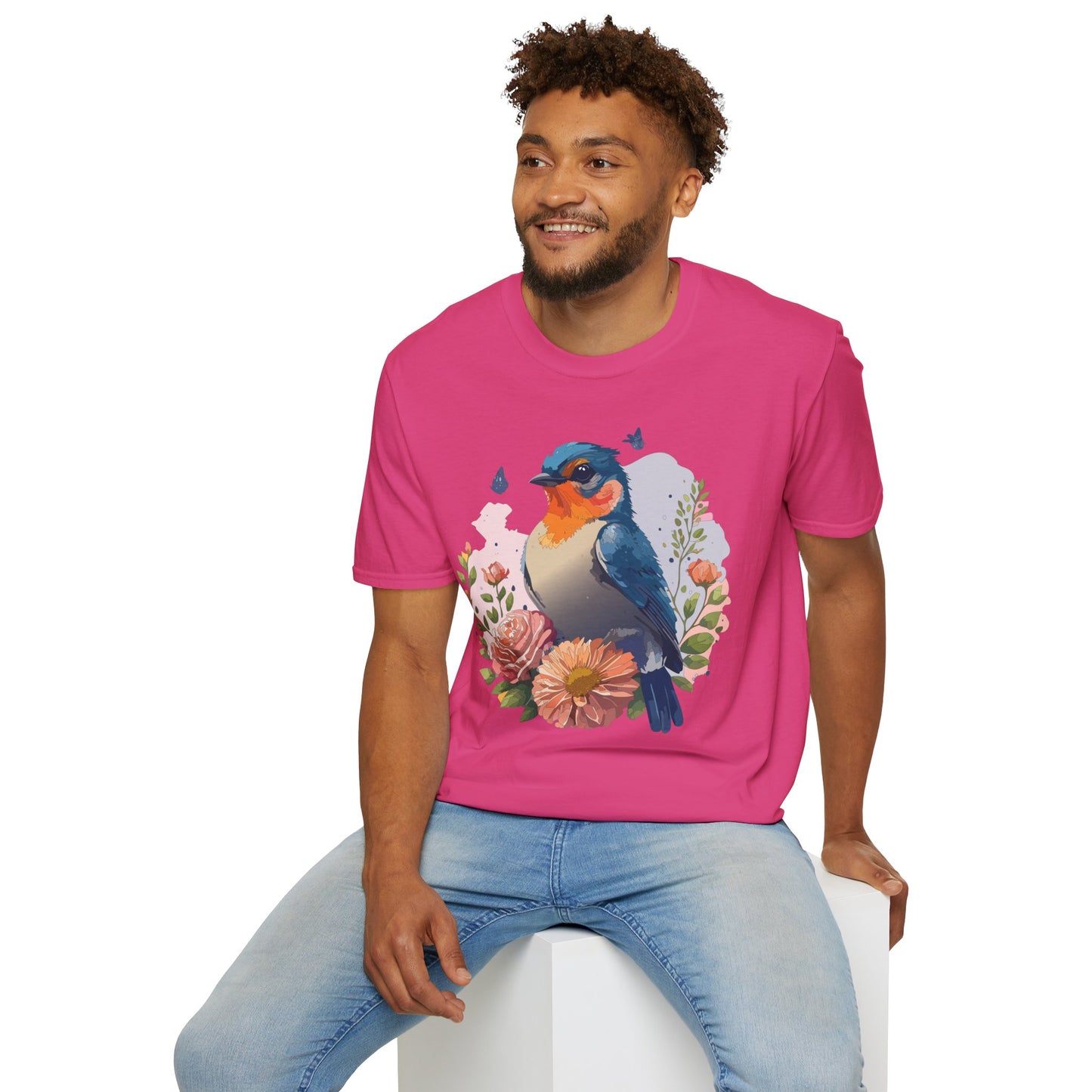 Bird T-Shirt, Floral Bird T Shirt, Shirt with Bird, Shirt with Animal