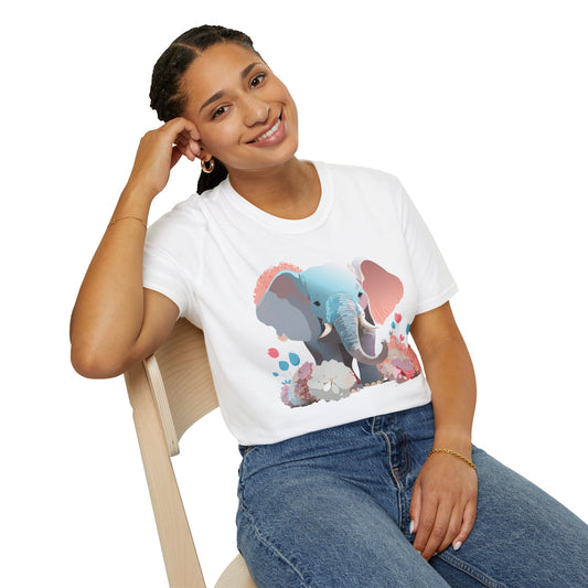 Elephant T Shirt Unisex Softstyle Graphic Tee With Elephant Animation Animal Print