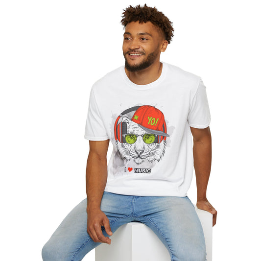 I Love Music Animals Shirt With Headphones Unisex Tee Gildan Softstyle 64000 Premium Comfort