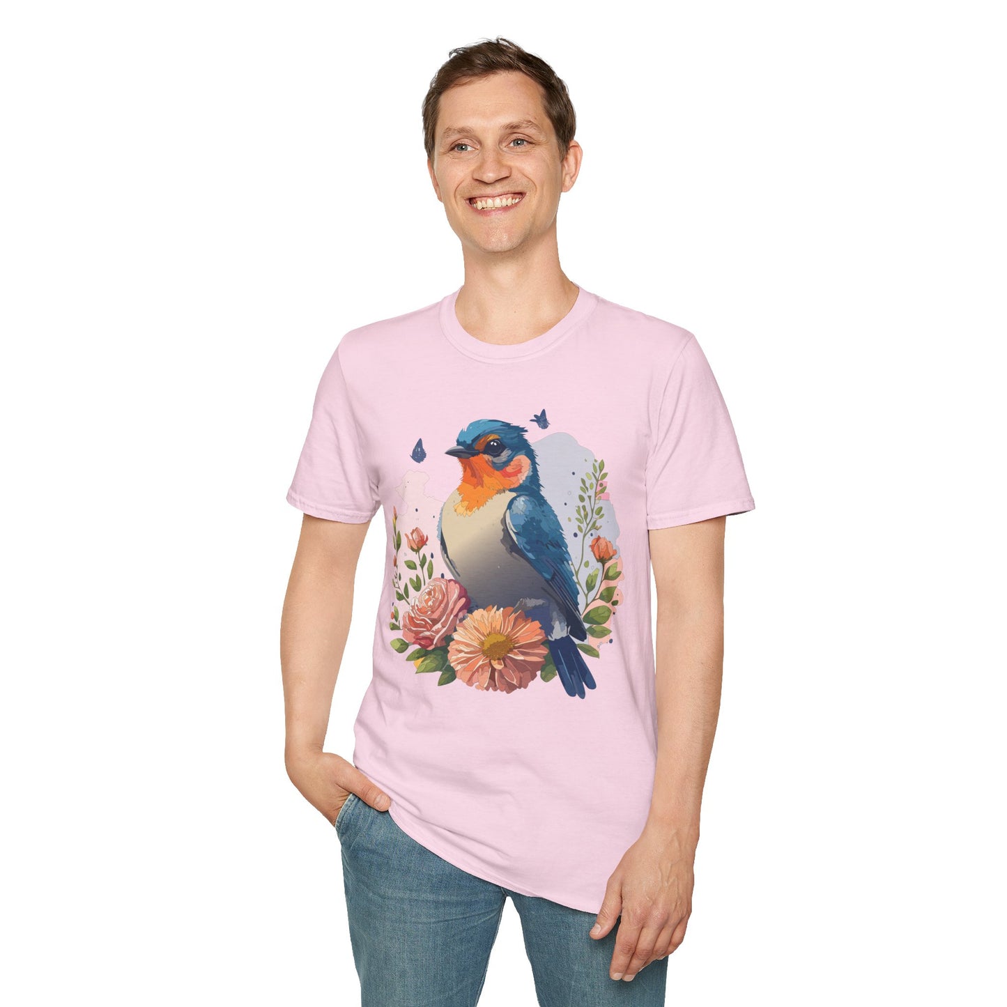 Bird T-Shirt, Floral Bird T Shirt, Shirt with Bird, Shirt with Animal