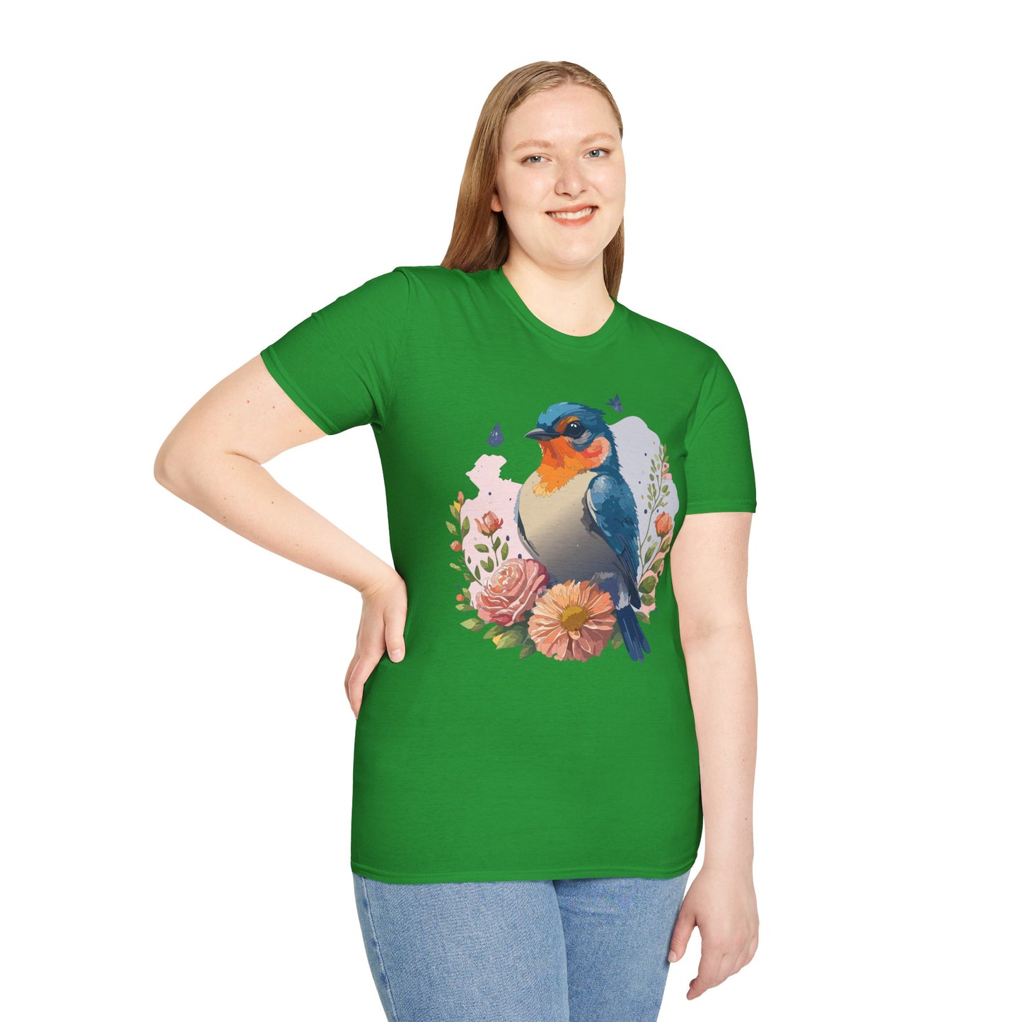 Bird T-Shirt, Floral Bird T Shirt, Shirt with Bird, Shirt with Animal