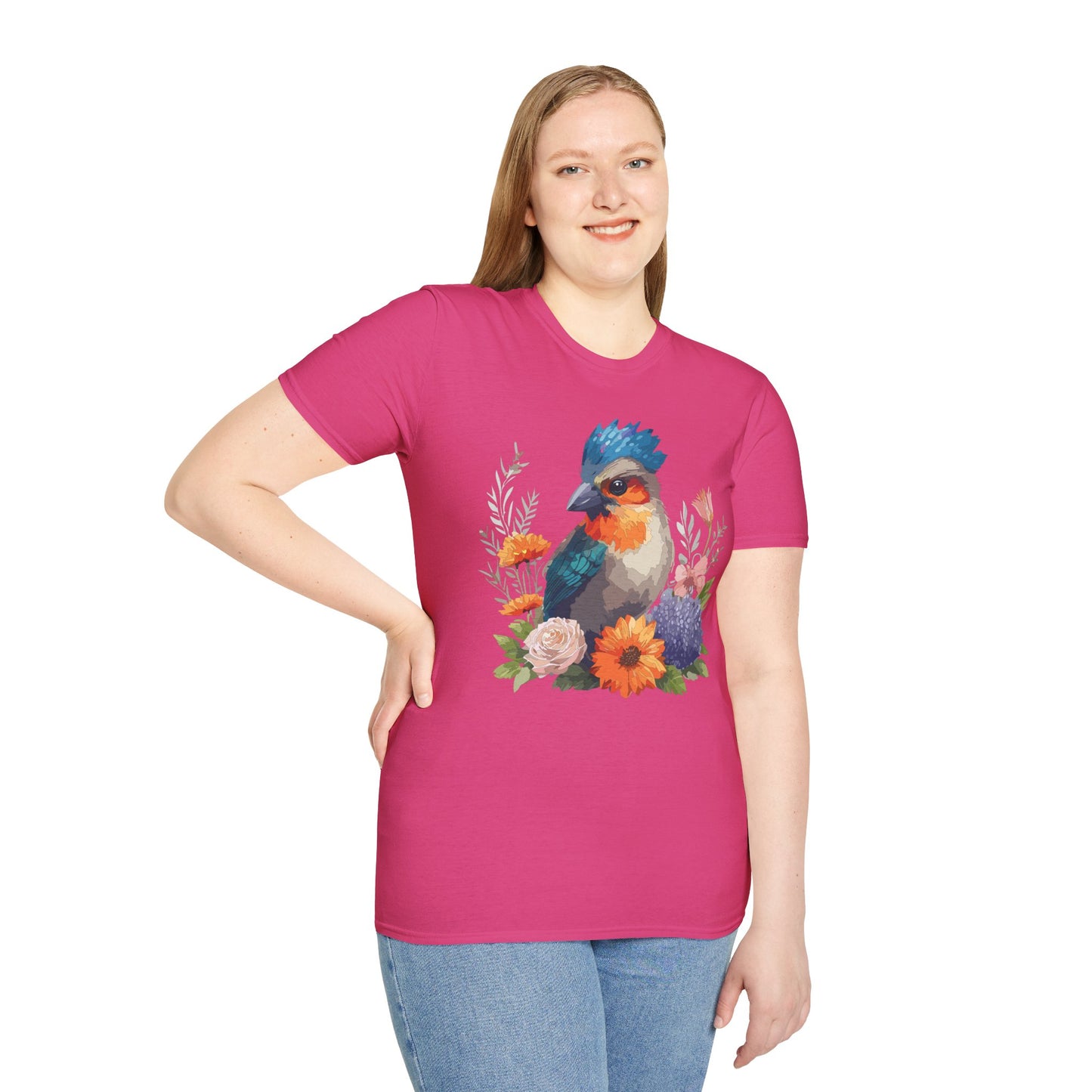 Bird T-Shirt, Floral Bird T Shirt, Shirt with Bird, Shirt with Animal