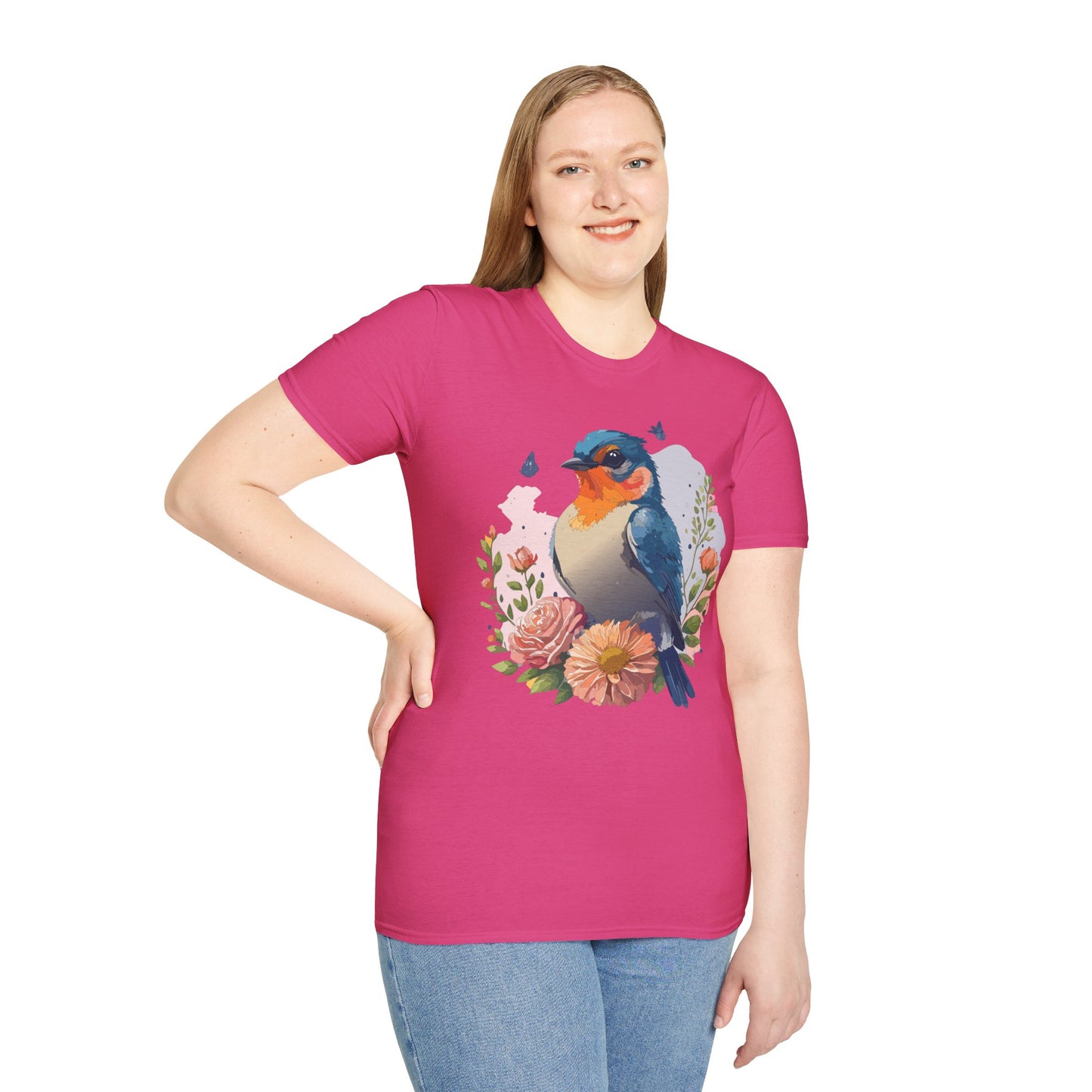 Bird T-Shirt, Floral Bird T Shirt, Shirt with Bird, Shirt with Animal