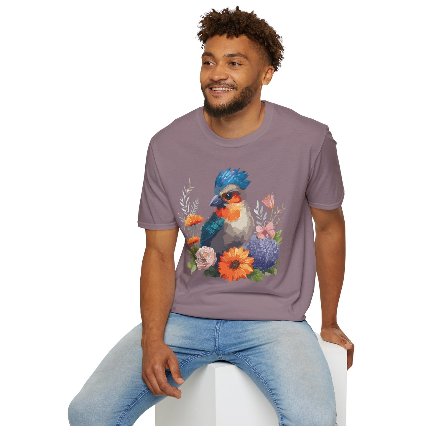 Bird T-Shirt, Floral Bird T Shirt, Shirt with Bird, Shirt with Animal