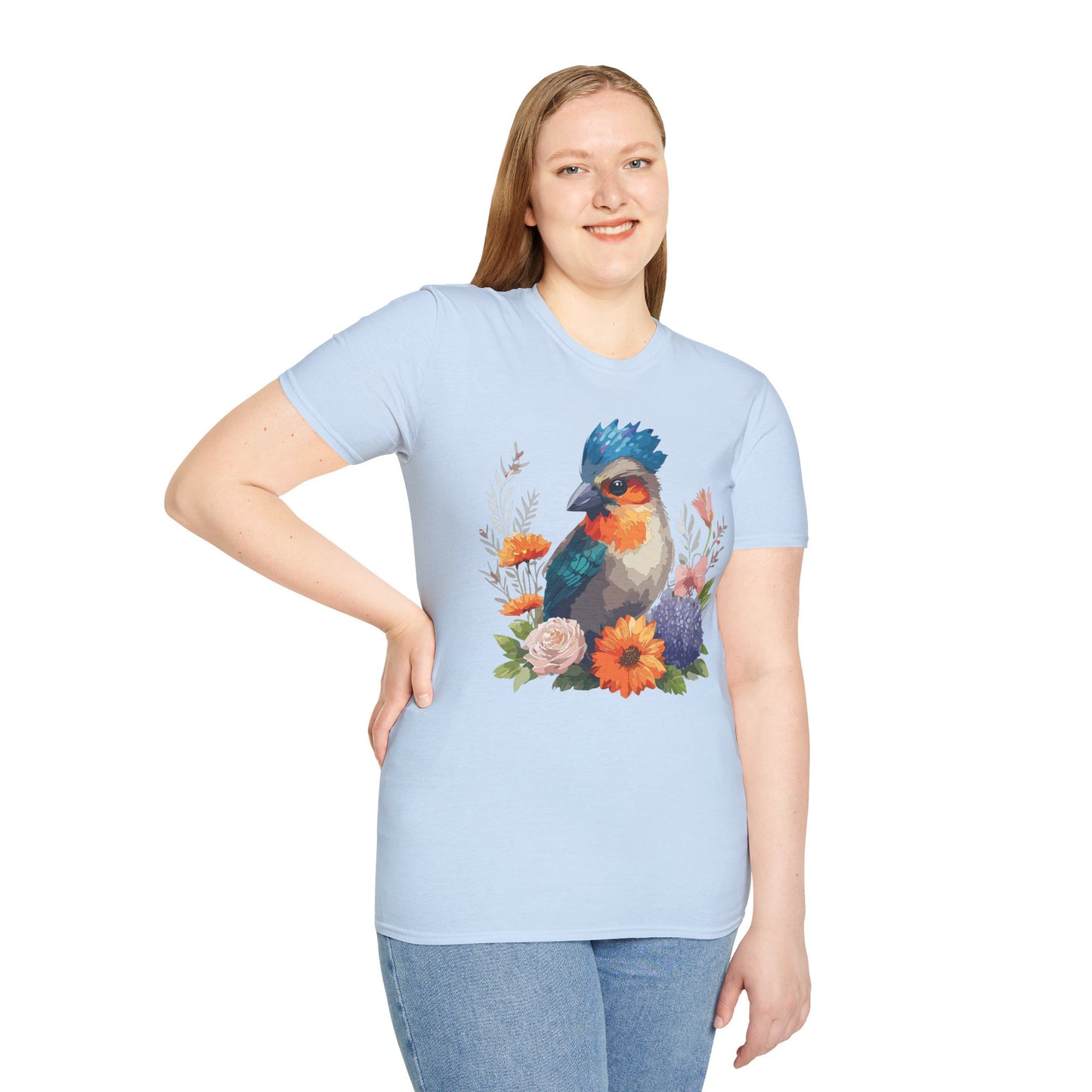 Bird T-Shirt, Floral Bird T Shirt, Shirt with Bird, Shirt with Animal