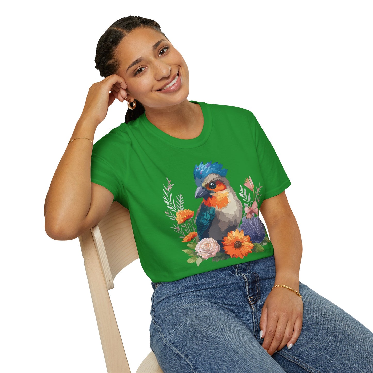 Bird T-Shirt, Floral Bird T Shirt, Shirt with Bird, Shirt with Animal