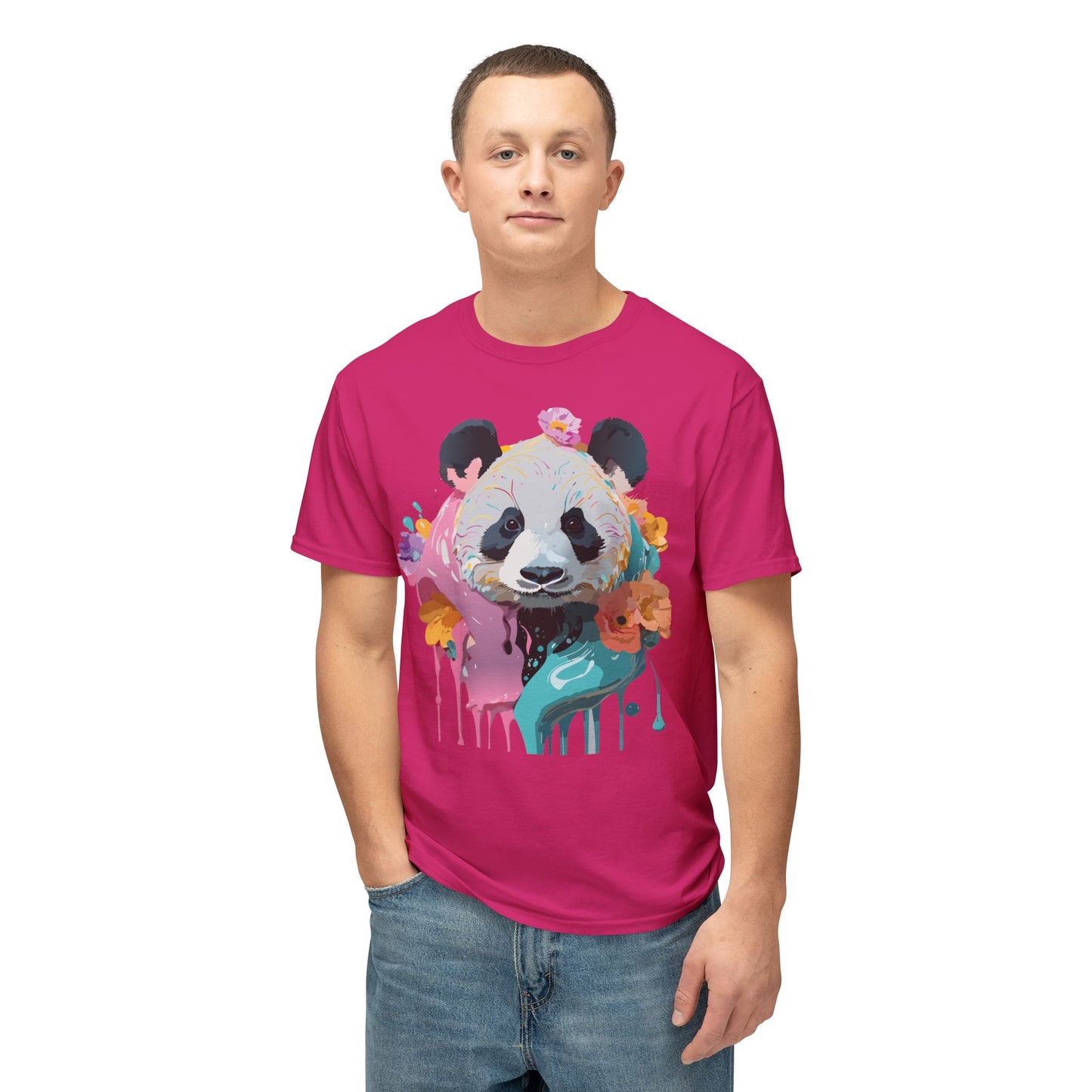 Panda T-Shirt, Vintage Panda Tee, Floral Tees, Panda Art Design Shirt, Tee Shirt with Panda Art 9