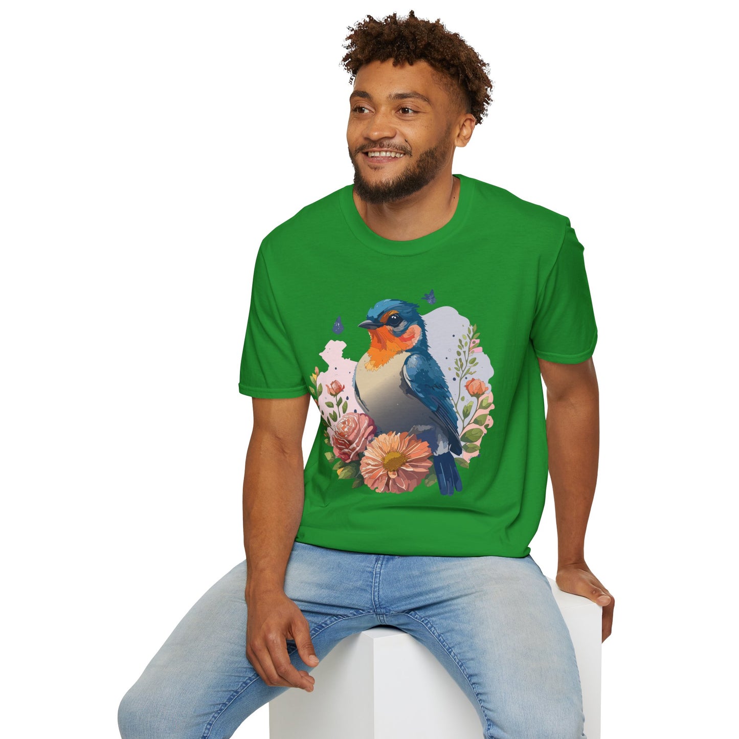 Bird T-Shirt, Floral Bird T Shirt, Shirt with Bird, Shirt with Animal