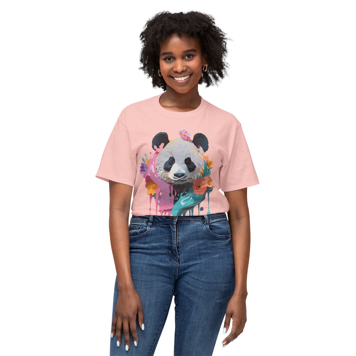Panda T-Shirt, Vintage Panda Tee, Floral Tees, Panda Art Design Shirt, Tee Shirt with Panda Art 9