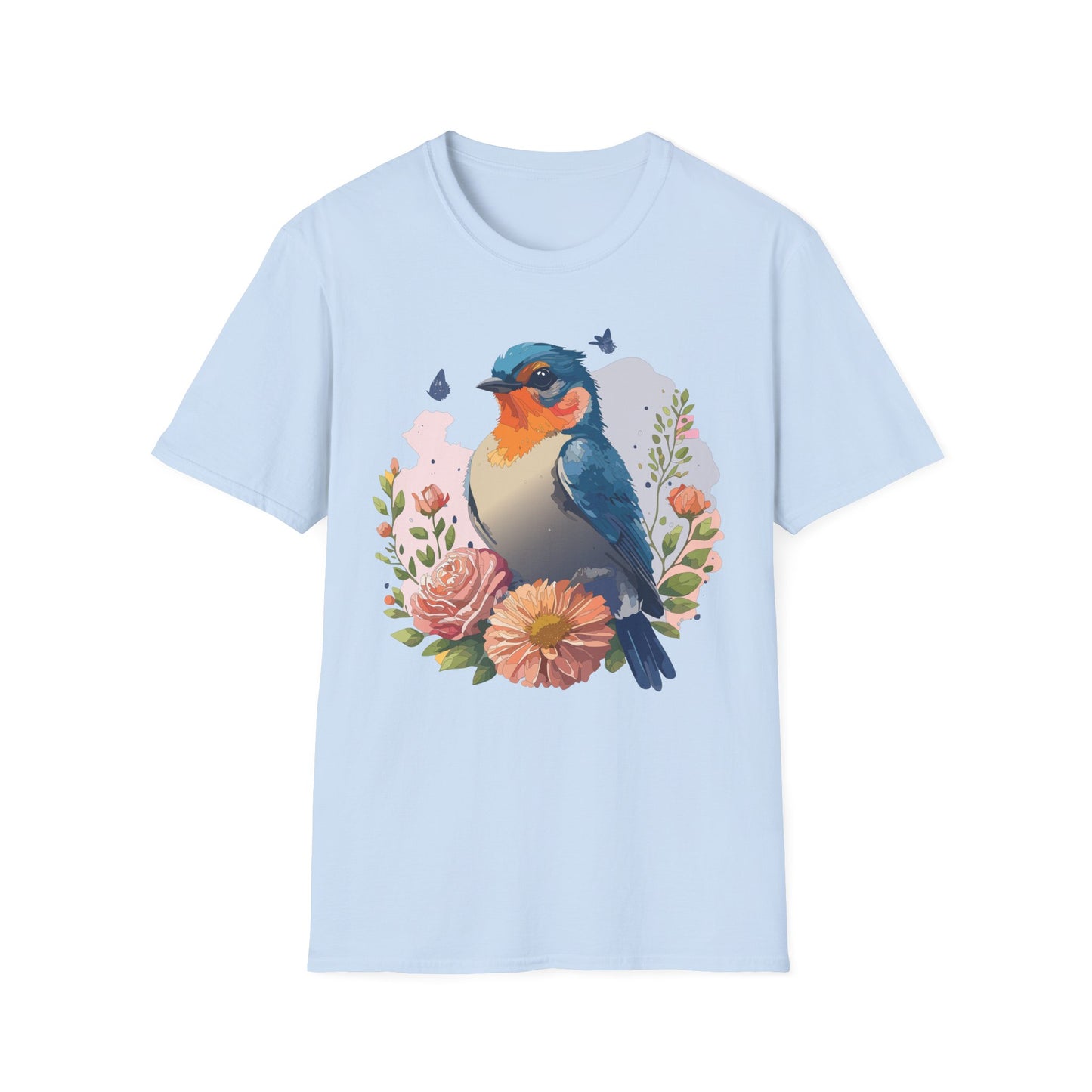 Bird T-Shirt, Floral Bird T Shirt, Shirt with Bird, Shirt with Animal