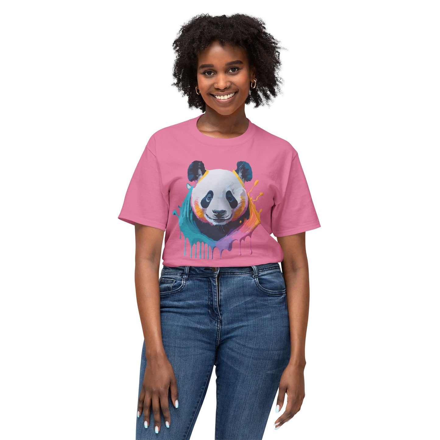 Panda T-Shirt, Vintage Panda Tee, Floral Tees, Panda Art Design Shirt, Tee Shirt with Panda Art 1
