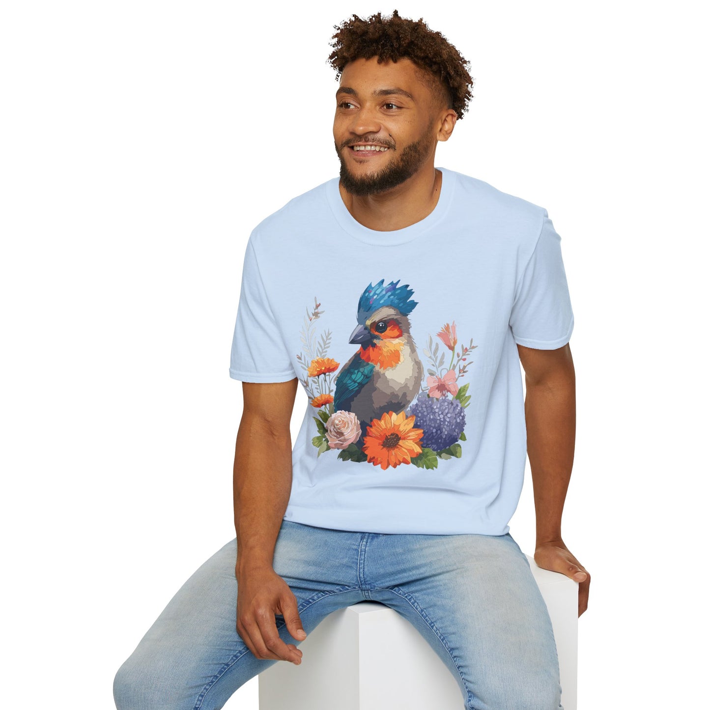 Bird T-Shirt, Floral Bird T Shirt, Shirt with Bird, Shirt with Animal