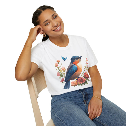 Bird T-Shirt, Floral Bird T Shirt, Shirt with Bird, Shirt with Animal