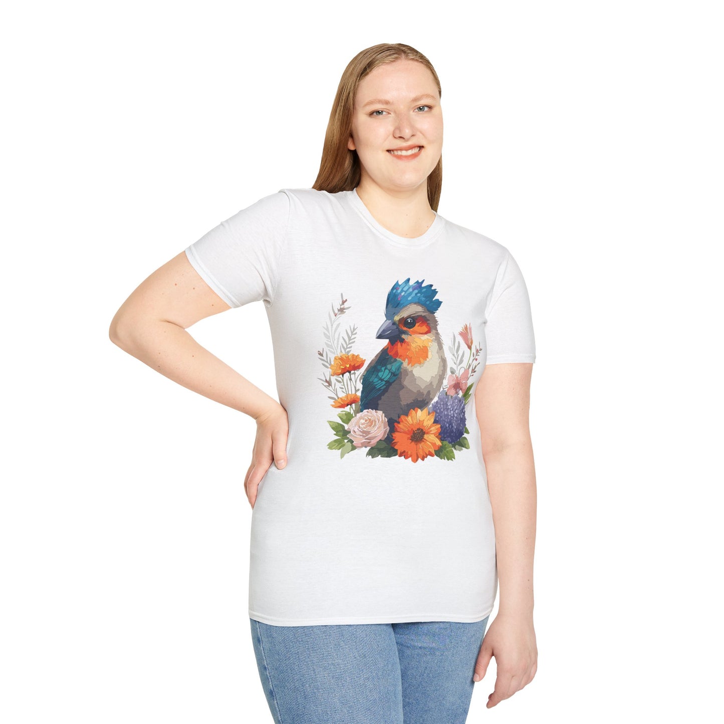 Bird T-Shirt, Floral Bird T Shirt, Shirt with Bird, Shirt with Animal