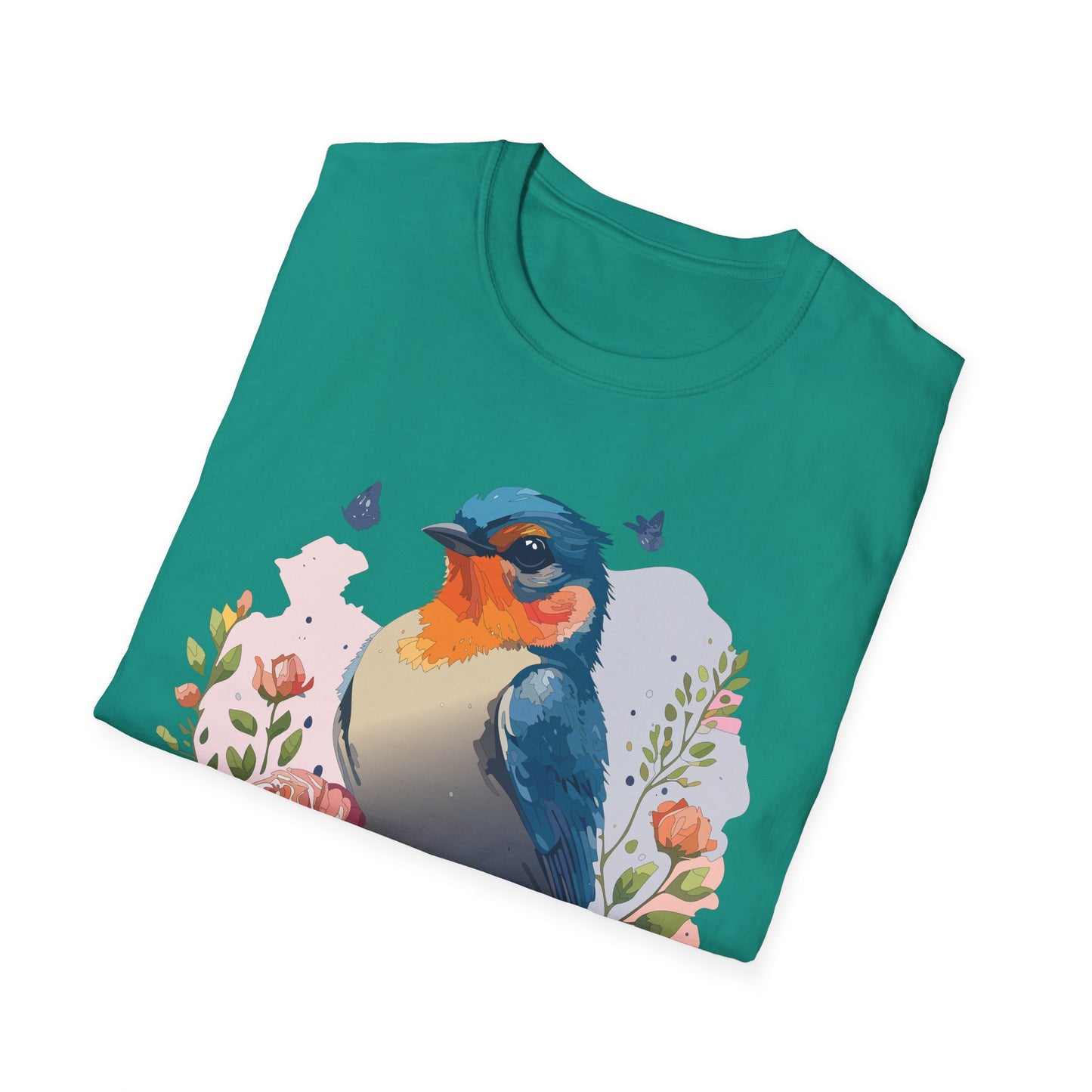 Bird T-Shirt, Floral Bird T Shirt, Shirt with Bird, Shirt with Animal