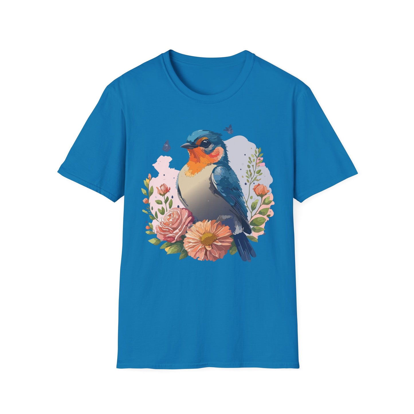 Bird T-Shirt, Floral Bird T Shirt, Shirt with Bird, Shirt with Animal