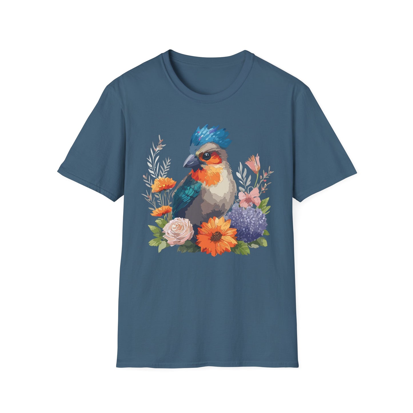 Bird T-Shirt, Floral Bird T Shirt, Shirt with Bird, Shirt with Animal