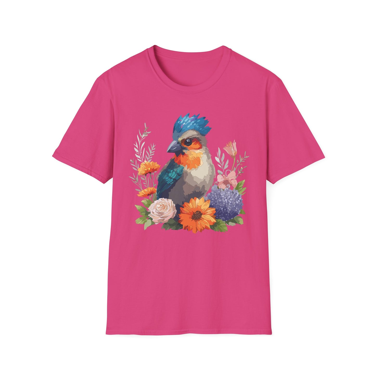 Bird T-Shirt, Floral Bird T Shirt, Shirt with Bird, Shirt with Animal