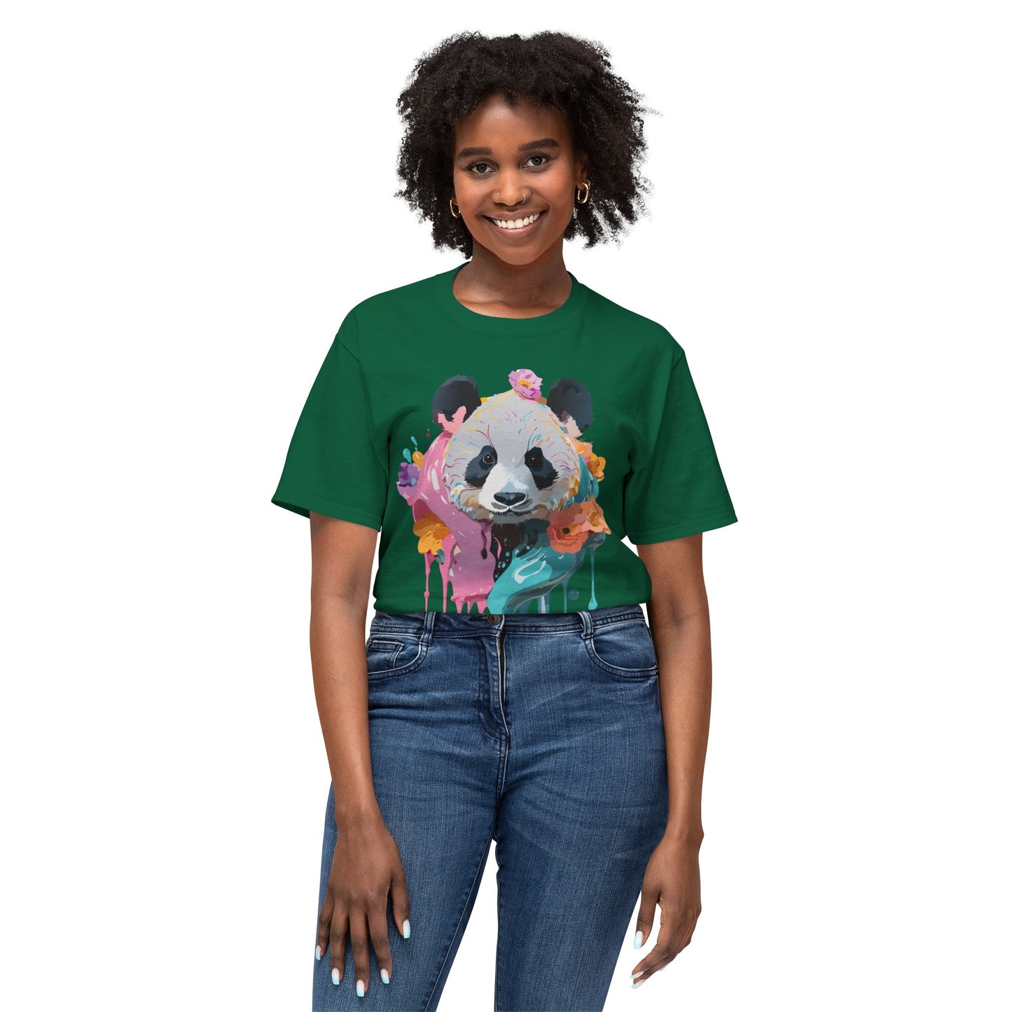 Panda T-Shirt, Vintage Panda Tee, Floral Tees, Panda Art Design Shirt, Tee Shirt with Panda Art 9