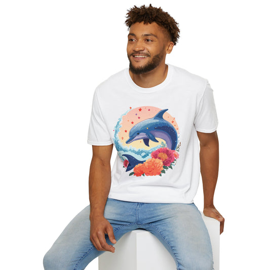 Dolphin Shirts Unisex Tee 100 Percent Ring Spun Cotton Gildan Softstyle 64000 For Everyday Comfort