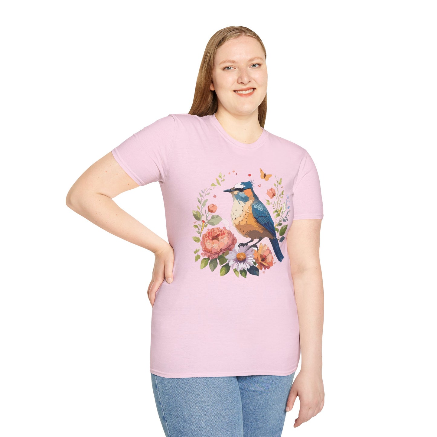 Bird T-Shirt, Floral Bird T Shirt, Shirt with Bird, Shirt with Animal