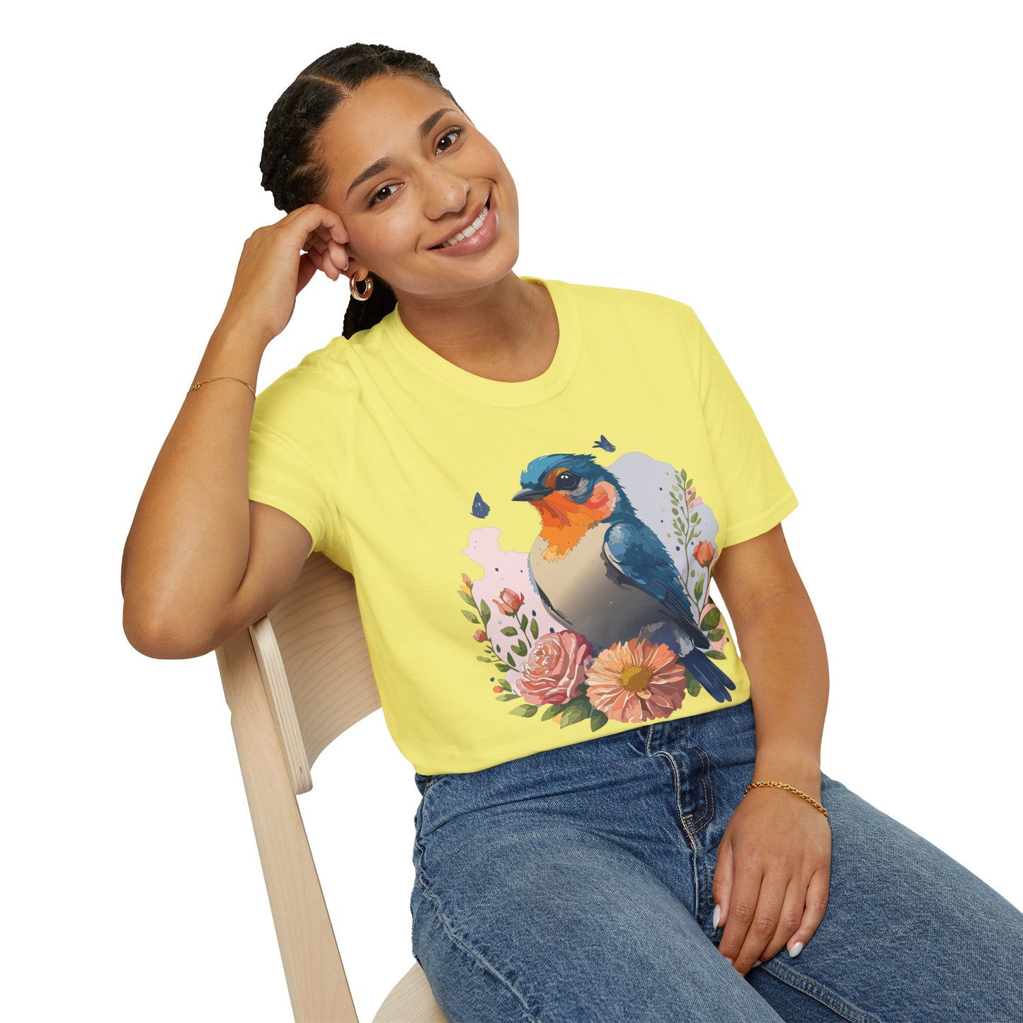 Bird T-Shirt, Floral Bird T Shirt, Shirt with Bird, Shirt with Animal
