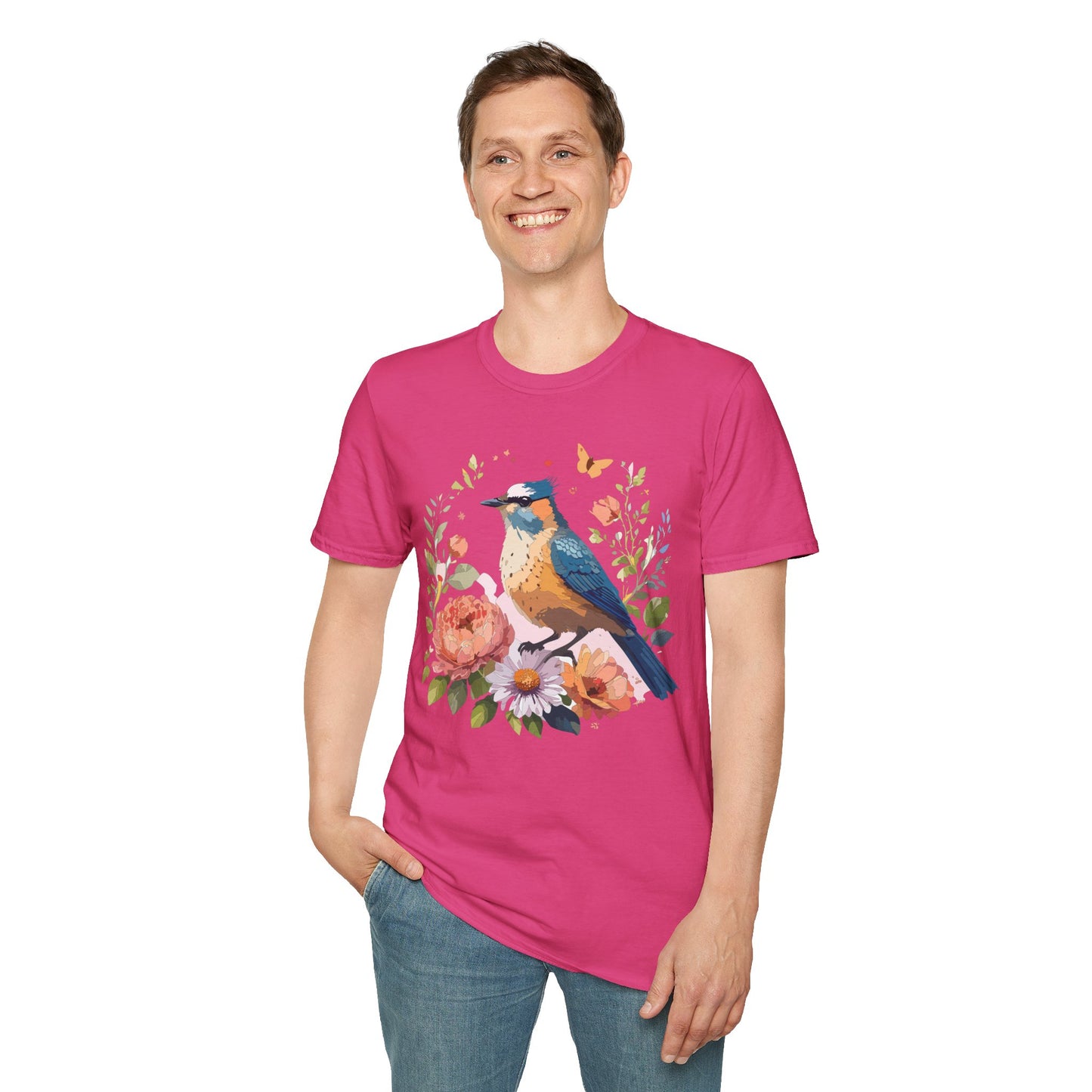 Bird T-Shirt, Floral Bird T Shirt, Shirt with Bird, Shirt with Animal