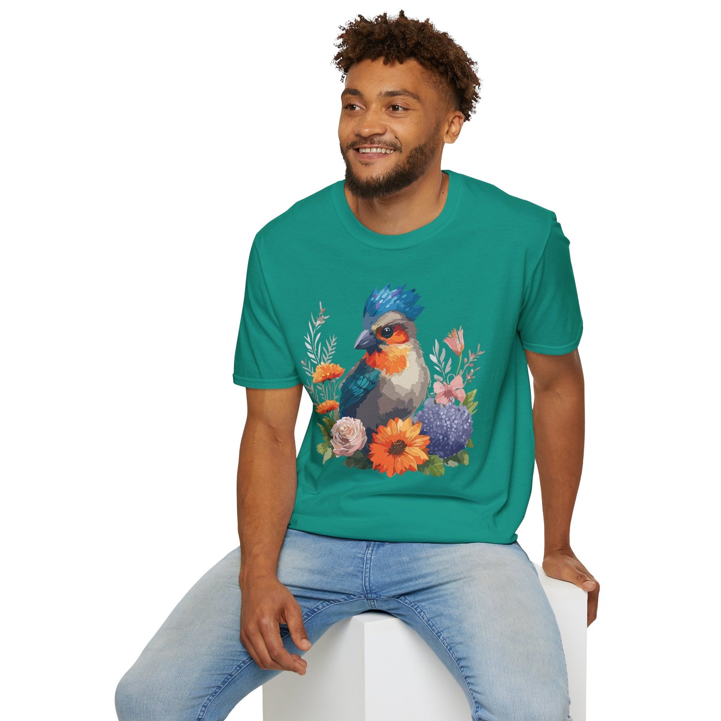 Bird T-Shirt, Floral Bird T Shirt, Shirt with Bird, Shirt with Animal