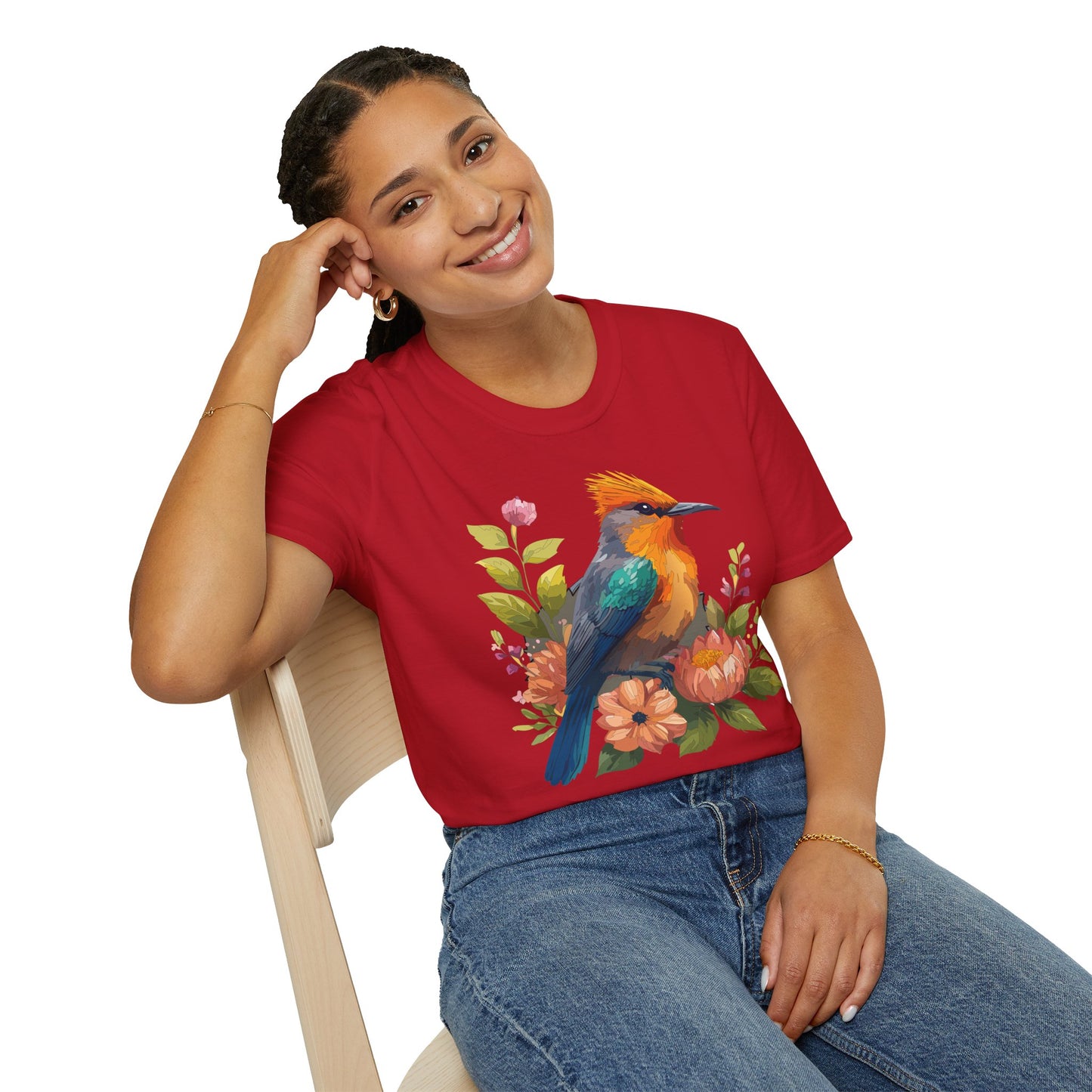 Bird T-Shirt, Floral Bird T Shirt, Shirt with Bird, Shirt with Animal