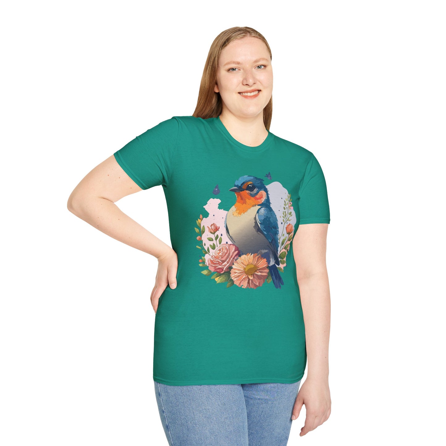 Bird T-Shirt, Floral Bird T Shirt, Shirt with Bird, Shirt with Animal