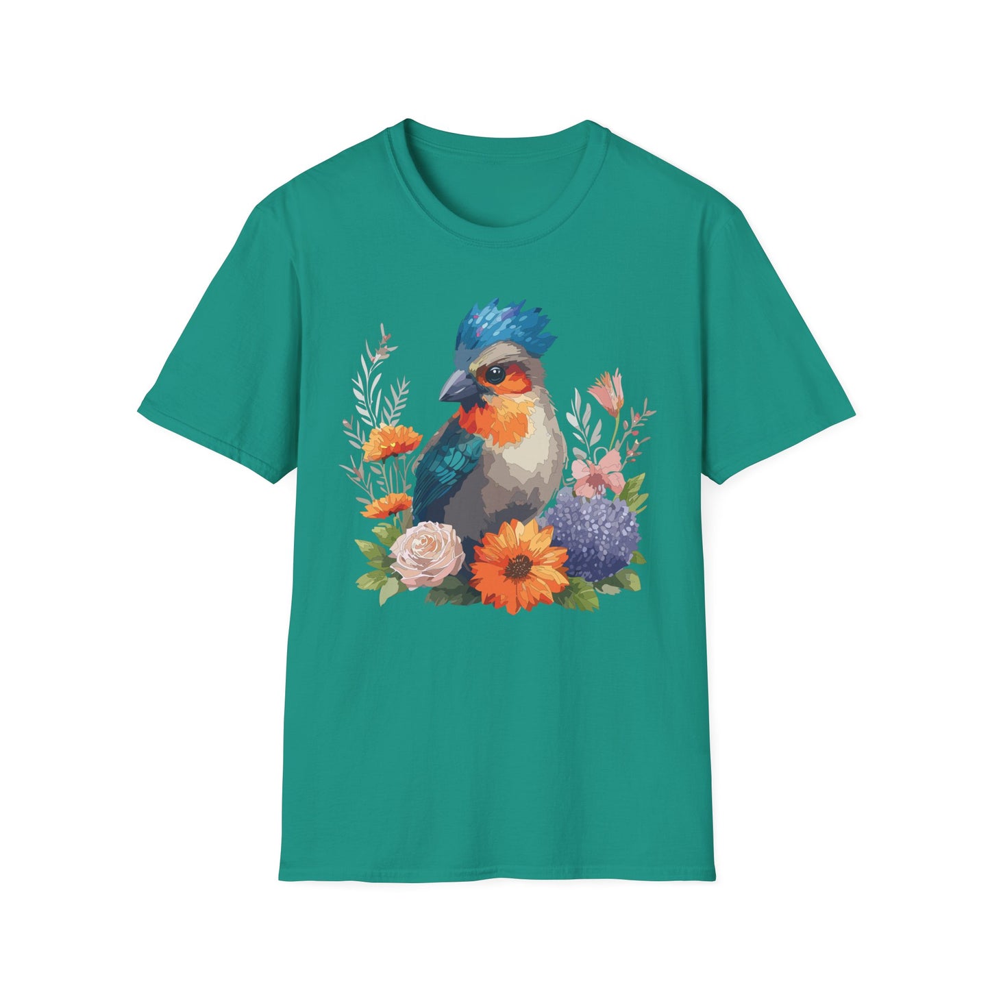 Bird T-Shirt, Floral Bird T Shirt, Shirt with Bird, Shirt with Animal