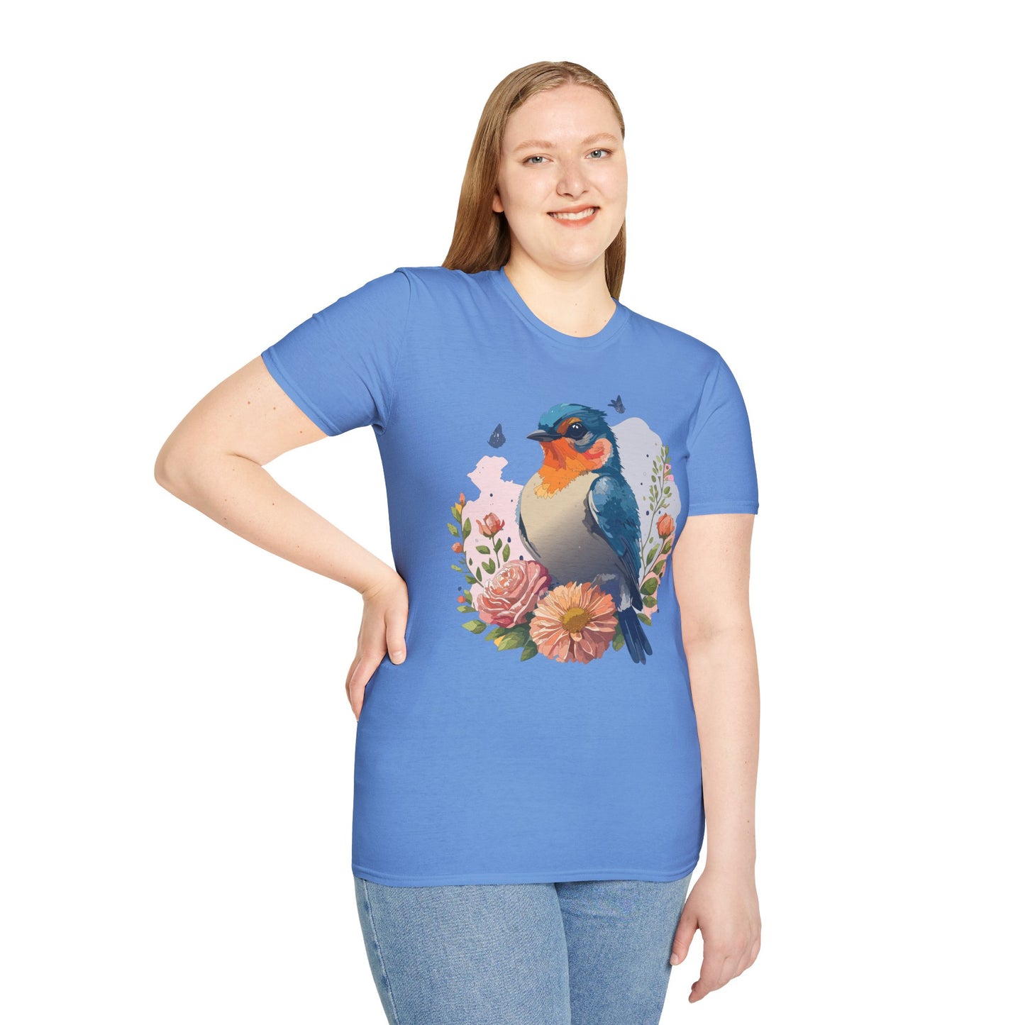 Bird T-Shirt, Floral Bird T Shirt, Shirt with Bird, Shirt with Animal