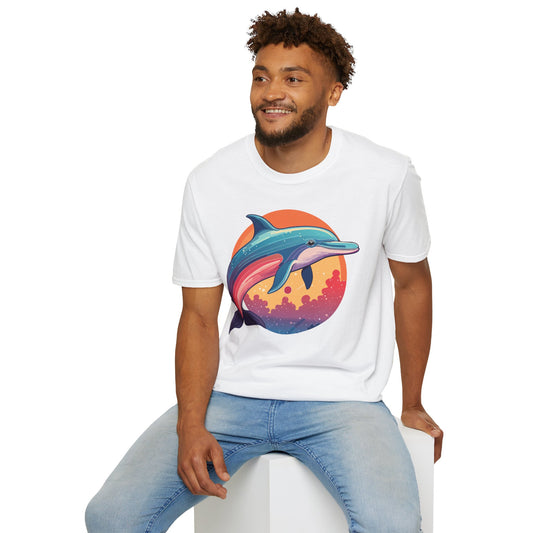 Dolphin Shirt For Unisex Adults Gildan Softstyle 64000 Ring Spun Cotton Tee Fish Tee