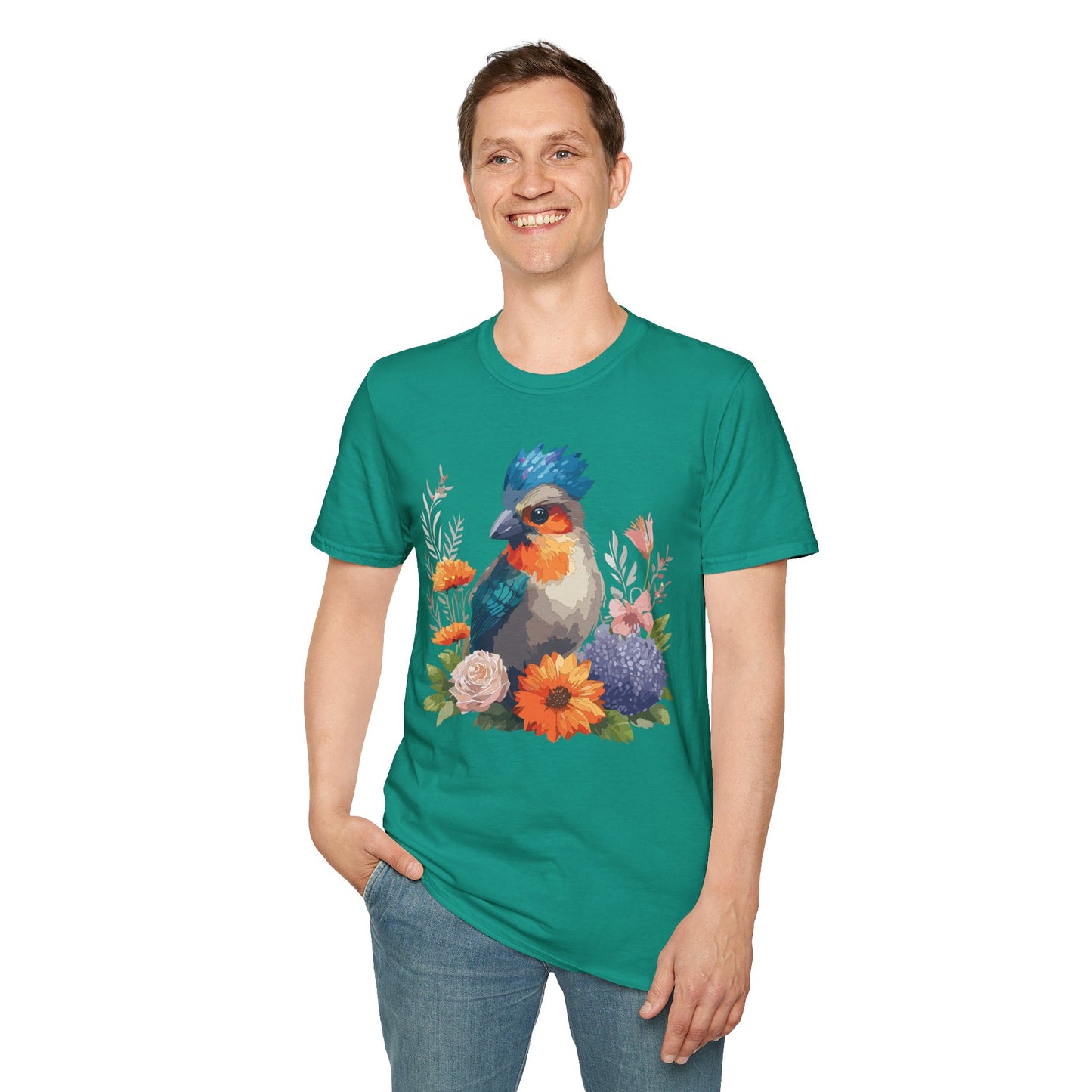 Bird T-Shirt, Floral Bird T Shirt, Shirt with Bird, Shirt with Animal