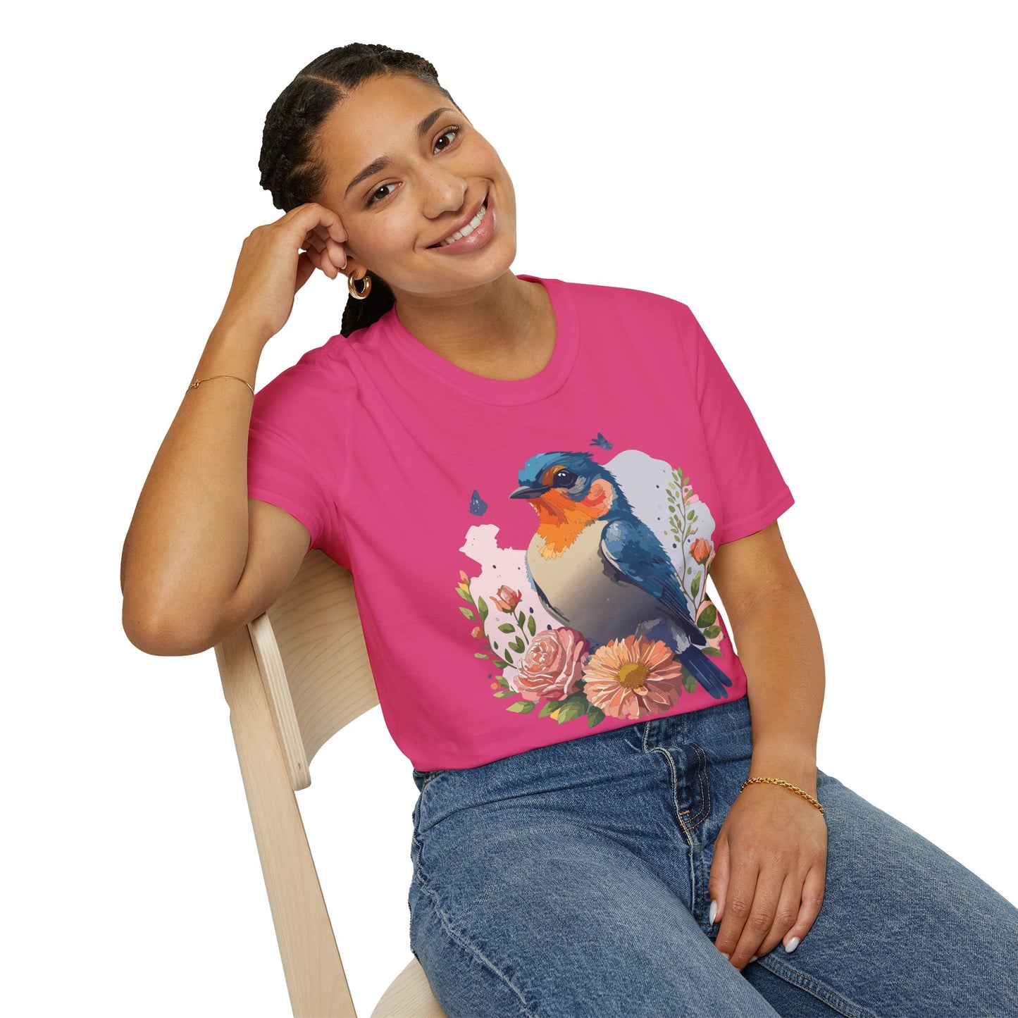 Bird T-Shirt, Floral Bird T Shirt, Shirt with Bird, Shirt with Animal