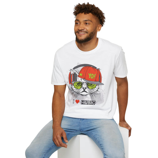I Love Music Animals Shirt With Headphones Unisex Softstyle Tee Gildan 64000 Cotton Comfort