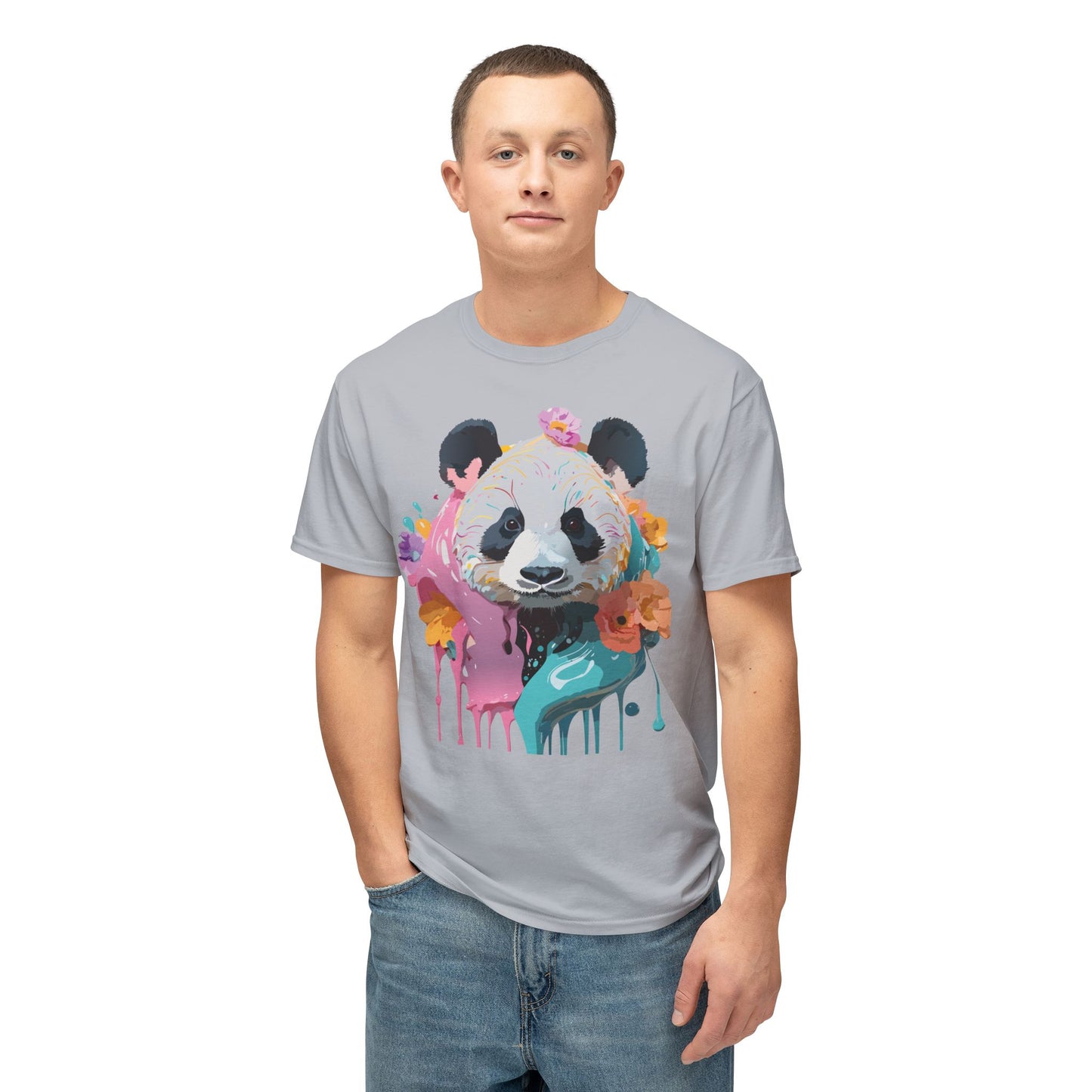 Panda T-Shirt, Vintage Panda Tee, Floral Tees, Panda Art Design Shirt, Tee Shirt with Panda Art 9