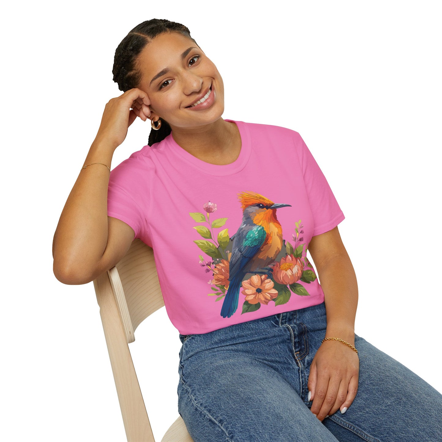 Bird T-Shirt, Floral Bird T Shirt, Shirt with Bird, Shirt with Animal