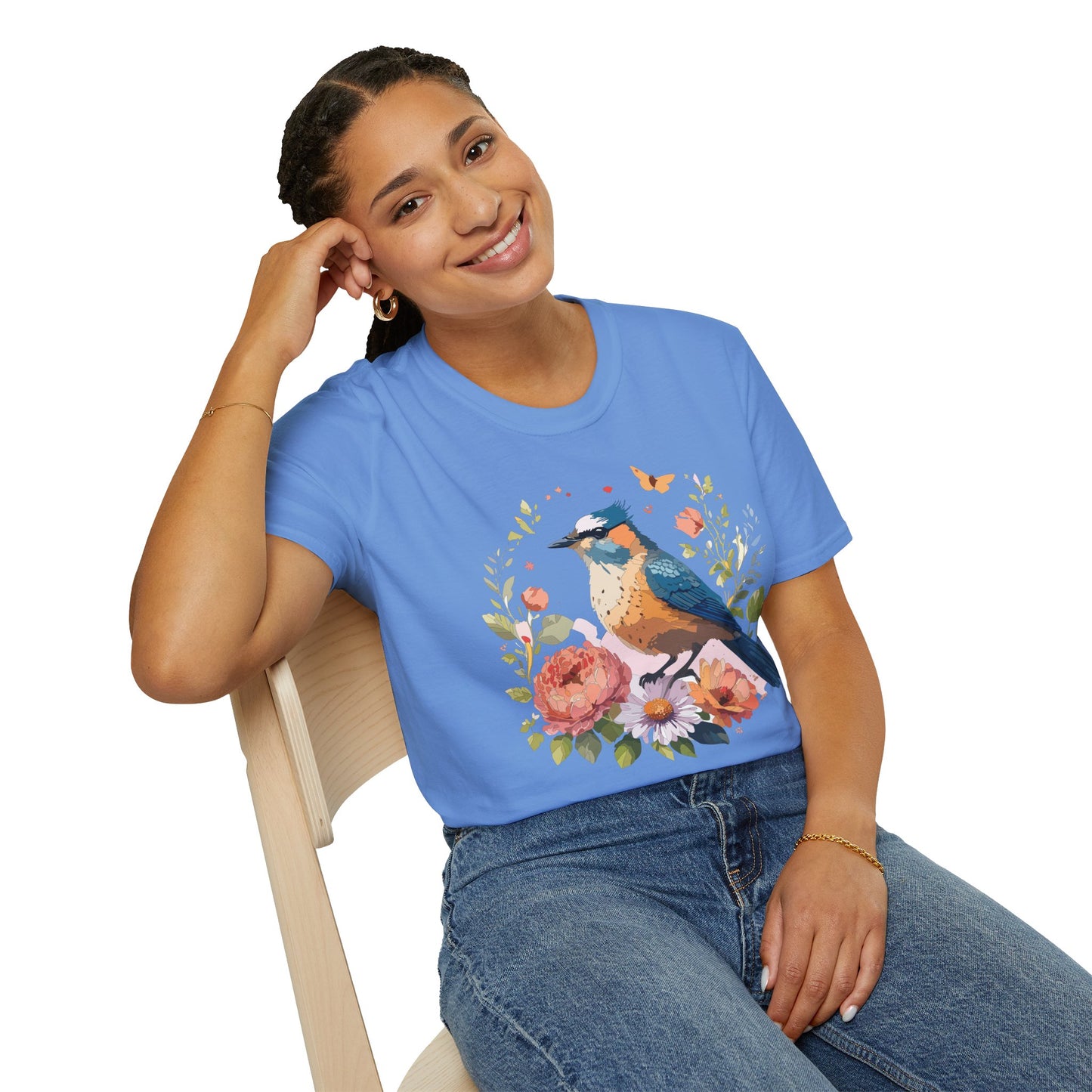 Bird T-Shirt, Floral Bird T Shirt, Shirt with Bird, Shirt with Animal