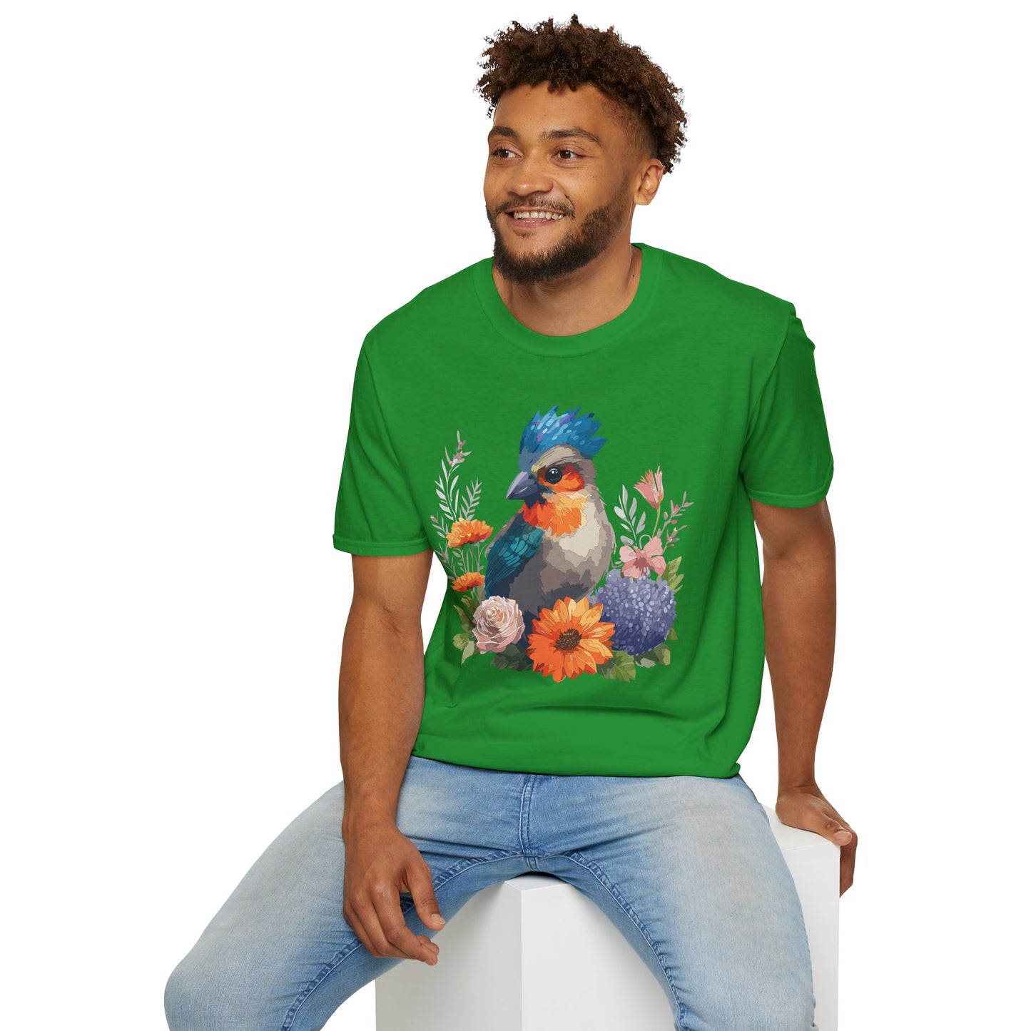 Bird T-Shirt, Floral Bird T Shirt, Shirt with Bird, Shirt with Animal