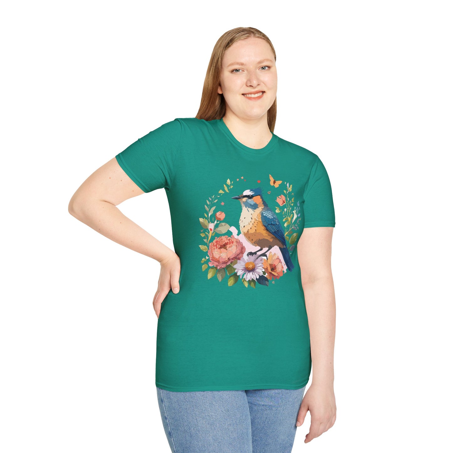 Bird T-Shirt, Floral Bird T Shirt, Shirt with Bird, Shirt with Animal