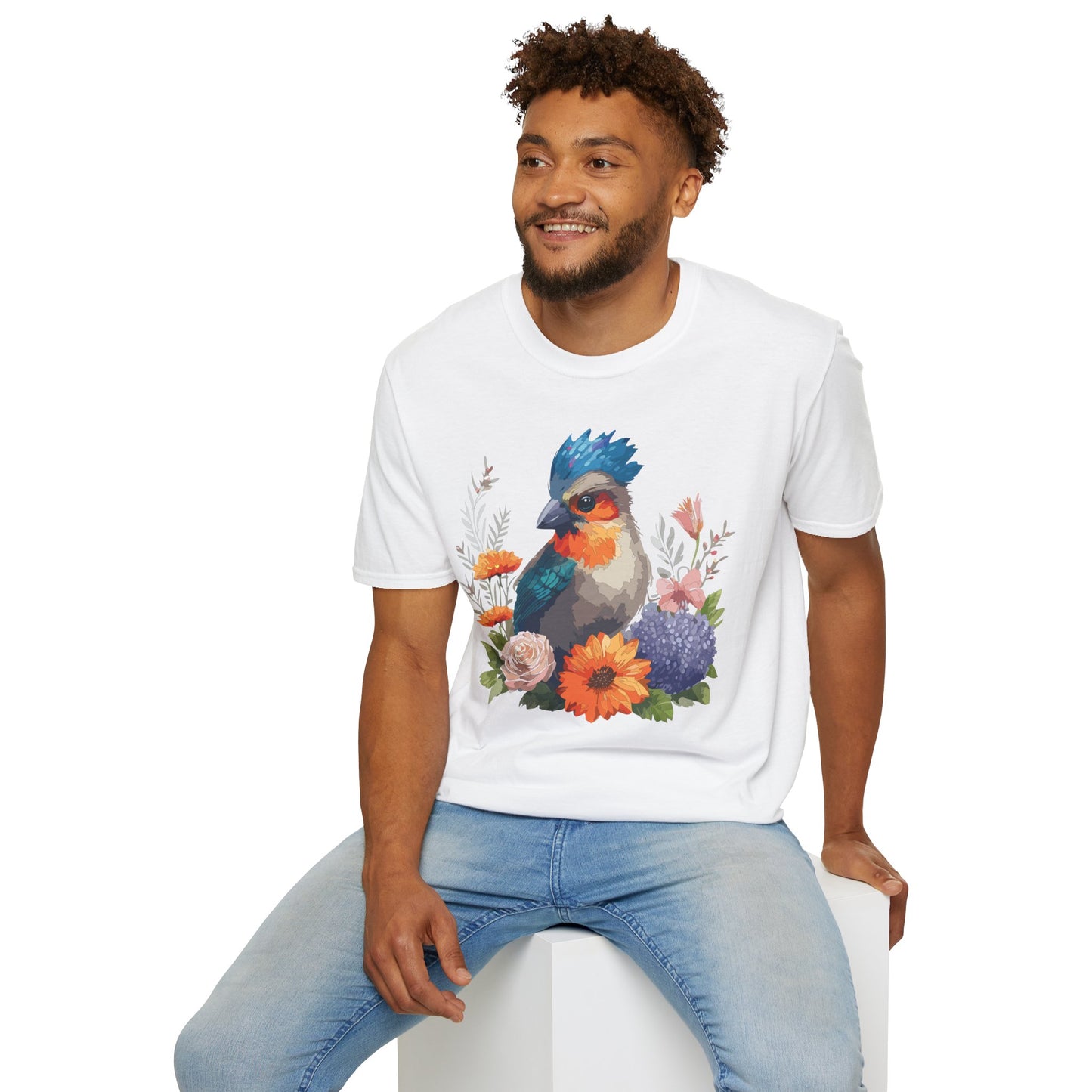 Bird T-Shirt, Floral Bird T Shirt, Shirt with Bird, Shirt with Animal
