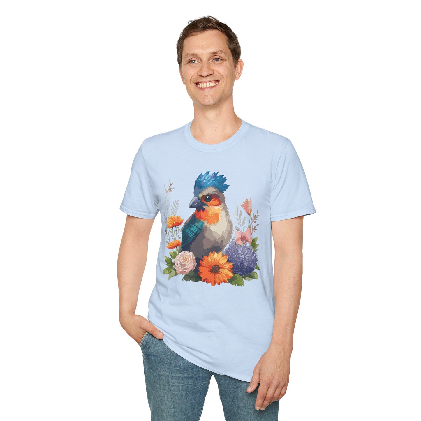 Bird T-Shirt, Floral Bird T Shirt, Shirt with Bird, Shirt with Animal