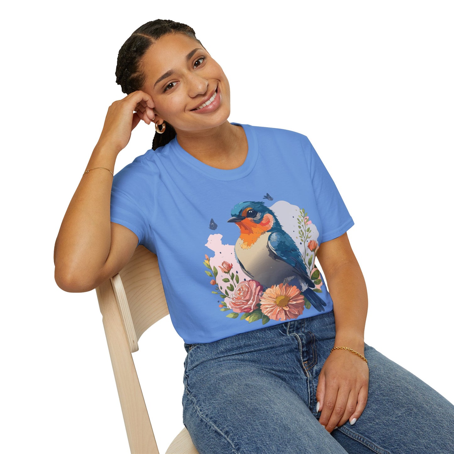 Bird T-Shirt, Floral Bird T Shirt, Shirt with Bird, Shirt with Animal