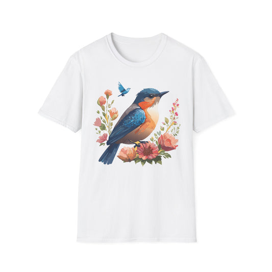 Bird T-Shirt, Floral Bird T Shirt, Shirt with Bird, Shirt with Animal